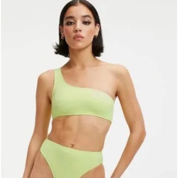 Good American Good Compression one-shoulder stretch-scuba bikini top - Picture 1 of 6